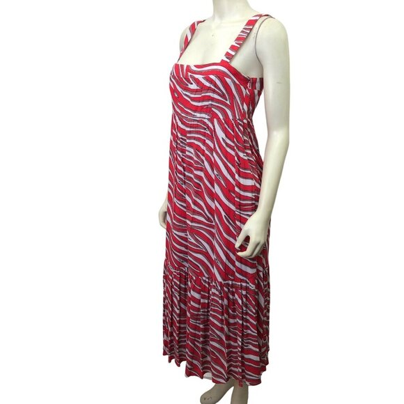MICHAEL KORS $175 Zebra Square Neck‎ Sleeveless Midi Dress SZ SM NWT - Picture 6 of 13